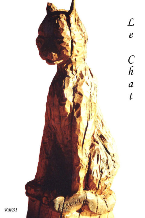 Sculpture intitulée "Chat" par Nicolas Bouriot (KRB1), Œuvre d'art originale, Bois