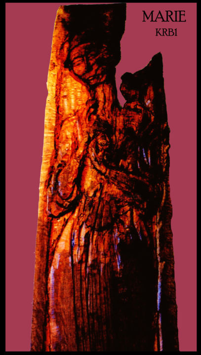 Skulptur mit dem Titel "Marie" von Nicolas Bouriot (KRB1), Original-Kunstwerk, Holz