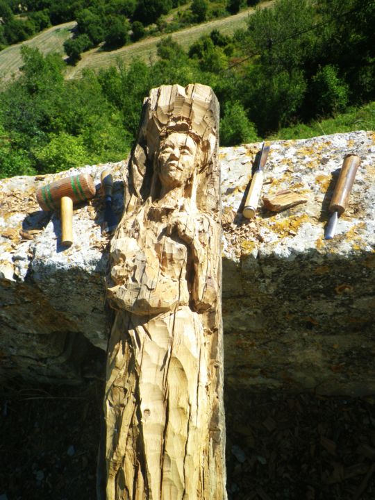 雕塑 标题为“Vierge” 由Nicolas Bouriot (KRB1), 原创艺术品, 木