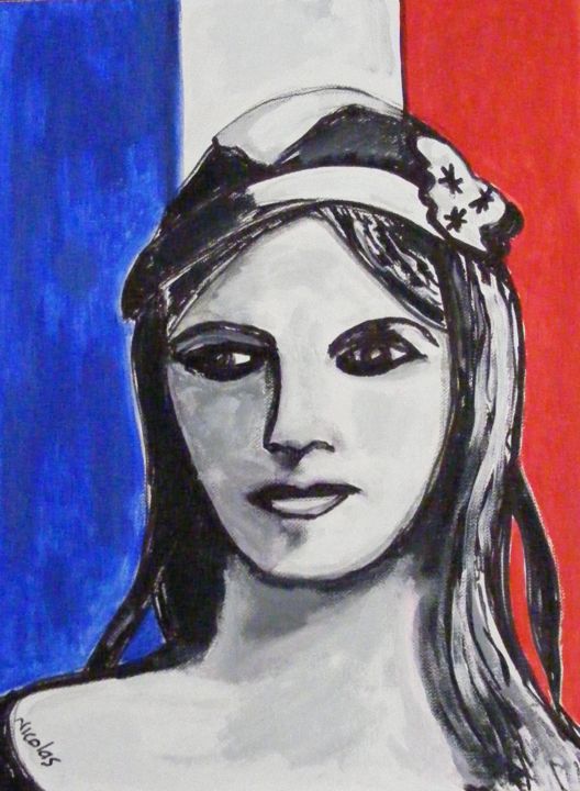 Painting titled "Marianne" by Nicolas Cavuoto, Original Artwork, Oil