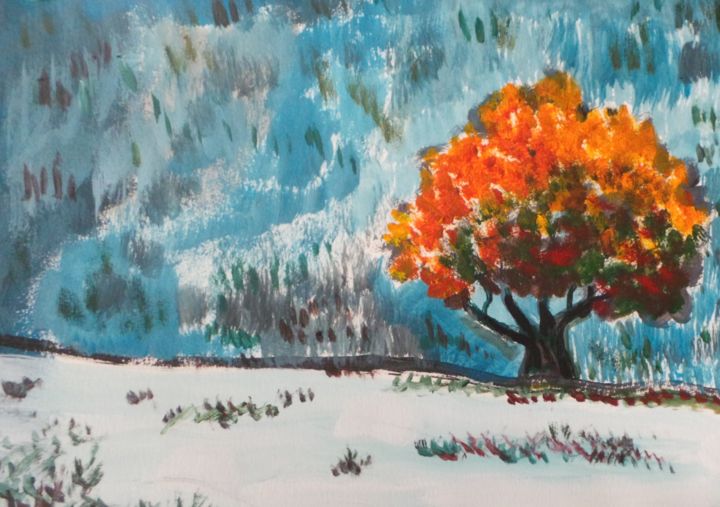 Painting titled "Neige de Novembre (…" by Nicolas Cavuoto, Original Artwork, Oil