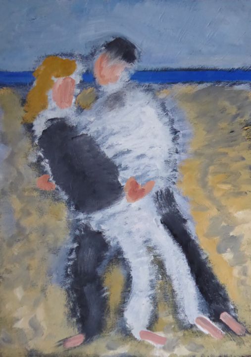Pintura intitulada "Les amants" por Nicolas Cavuoto, Obras de arte originais, Óleo