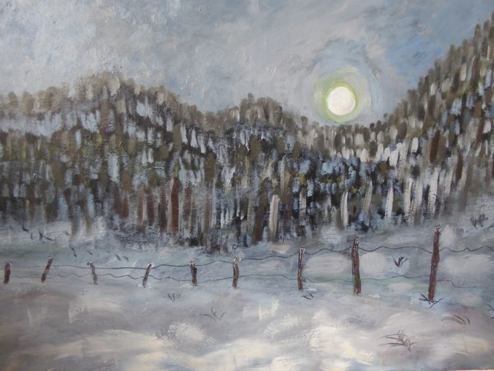 Painting titled "Soir dans le Vercor…" by Nicolas Cavuoto, Original Artwork, Oil