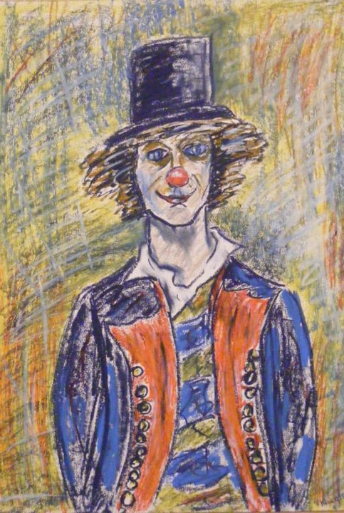 Pittura intitolato "Clown" da Nicolas Cavuoto, Opera d'arte originale, Pastello