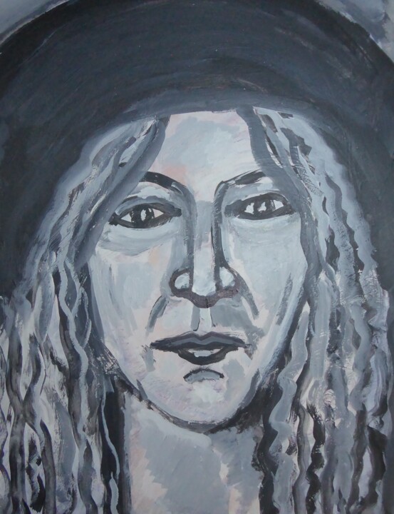 Картина под названием "Patti Smith" - Nicolas Cavuoto, Подлинное произведение искусства, Масло
