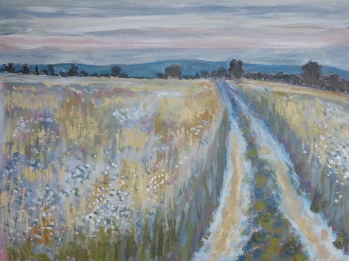 Painting titled "Chemin de campagne(…" by Nicolas Cavuoto, Original Artwork, Oil Mounted on Wood Stretcher frame