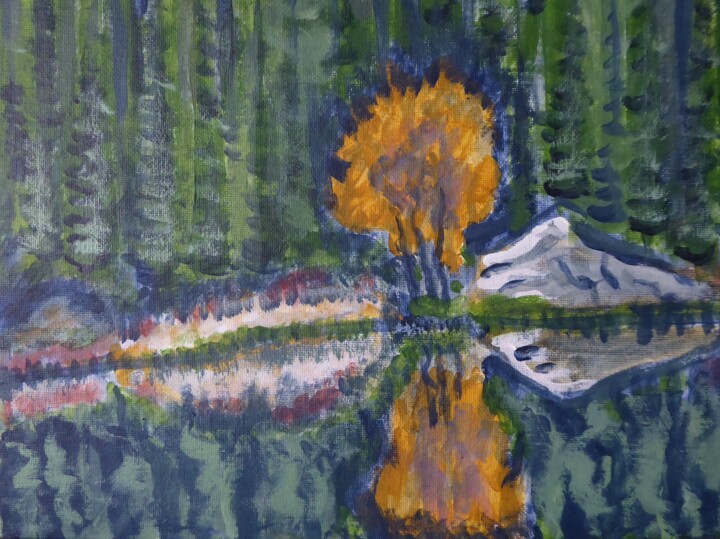 Pittura intitolato "Matin au lac du Pou…" da Nicolas Cavuoto, Opera d'arte originale, Olio