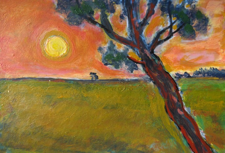 Peinture intitulée "Soleil couchant sur…" par Nicolas Cavuoto, Œuvre d'art originale, Huile
