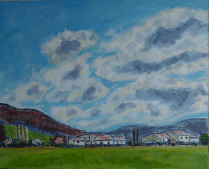 Painting titled "Printemps en Ardèche" by Nicolas Cavuoto, Original Artwork, Oil