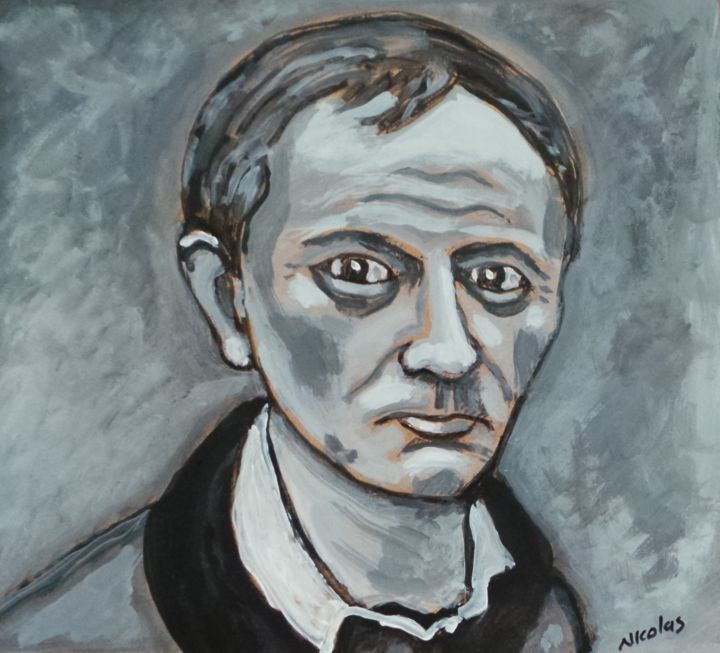 Painting titled "Baudelaire (1)" by Nicolas Cavuoto, Original Artwork, Oil