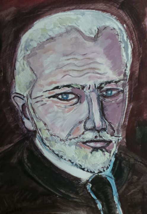Painting titled "Tchaïkovsky" by Nicolas Cavuoto, Original Artwork, Oil