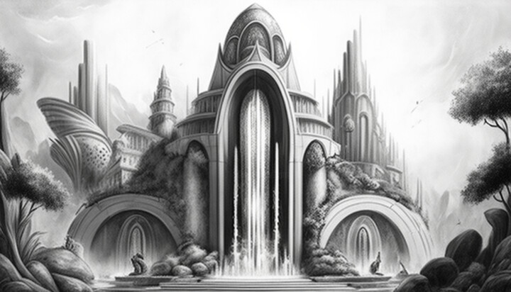 Arte digital titulada "Caladan Castle" por Nicolas Chammat, Obra de arte original, Imagen generada por IA