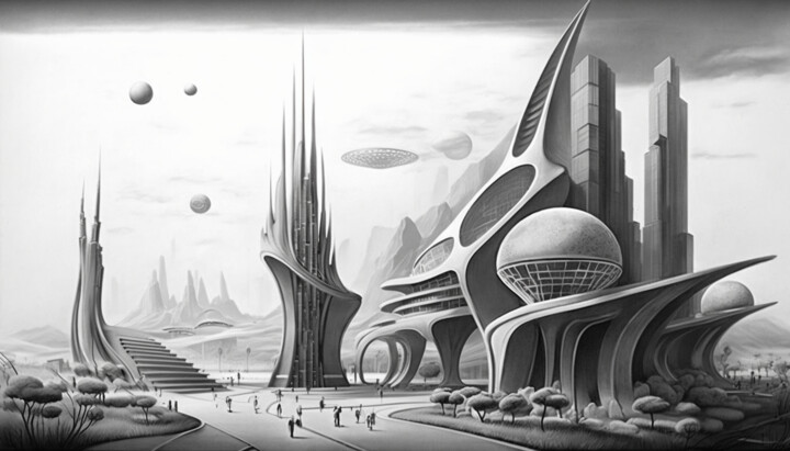 Digital Arts titled "Trantor City" by Nicolas Chammat, Original Artwork, AI generated image