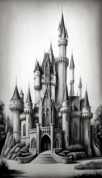 "Disney Castle" başlıklı Dijital Sanat Nicolas Chammat tarafından, Orijinal sanat, AI tarafından oluşturulan görüntü