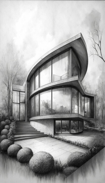 Digital Arts titled "Fielbrook Residence" by Nicolas Chammat, Original Artwork, AI generated image