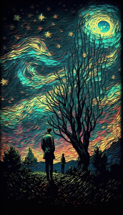 Arts numériques intitulée "Moment of Night" par Nicolas Chammat, Œuvre d'art originale, Image générée par l'IA