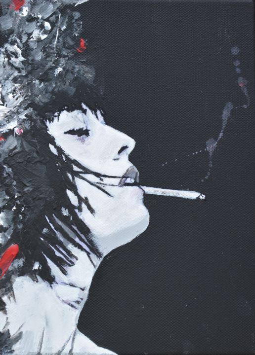 Painting titled "cigarette" by Nicolas Couchet, Original Artwork, Acrylic