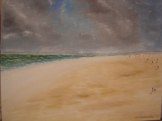 Painting titled "plage cap frehel" by Nicolas Couronnel, Original Artwork