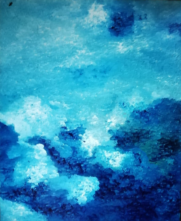 Painting titled "Sky" by Nicolas Daubresse, Original Artwork, Acrylic Mounted on Wood Stretcher frame