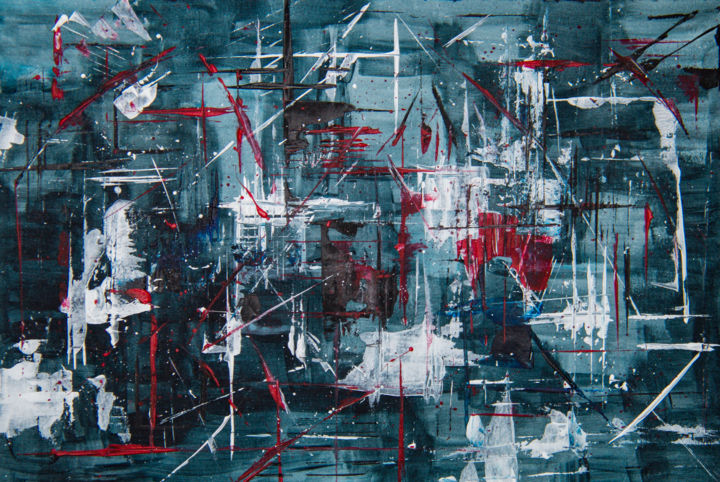 Pintura intitulada "Abstract dimension…" por Nicolas Daubresse, Obras de arte originais, Acrílico