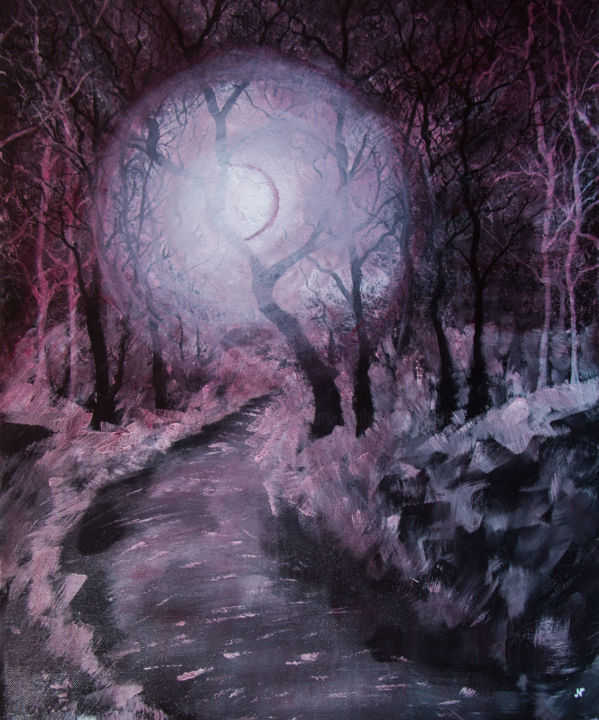 Peinture intitulée "Midnight forest" par Nicolas Daubresse, Œuvre d'art originale, Acrylique Monté sur Châssis en bois