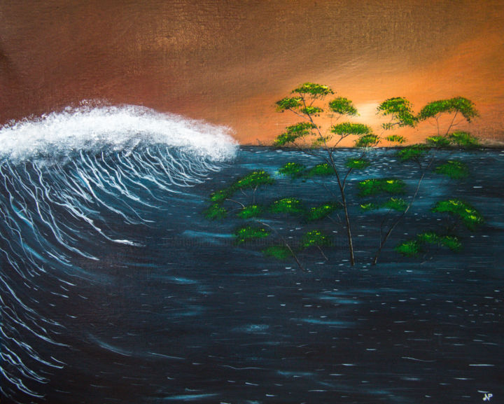 Pintura intitulada "Waves of change" por Nicolas Daubresse, Obras de arte originais, Acrílico Montado em Armação em madeira