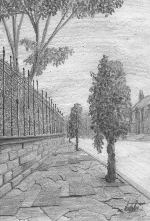 Drawing titled ""Alguna calle en la…" by Nicolas David Correa, Original Artwork, Charcoal