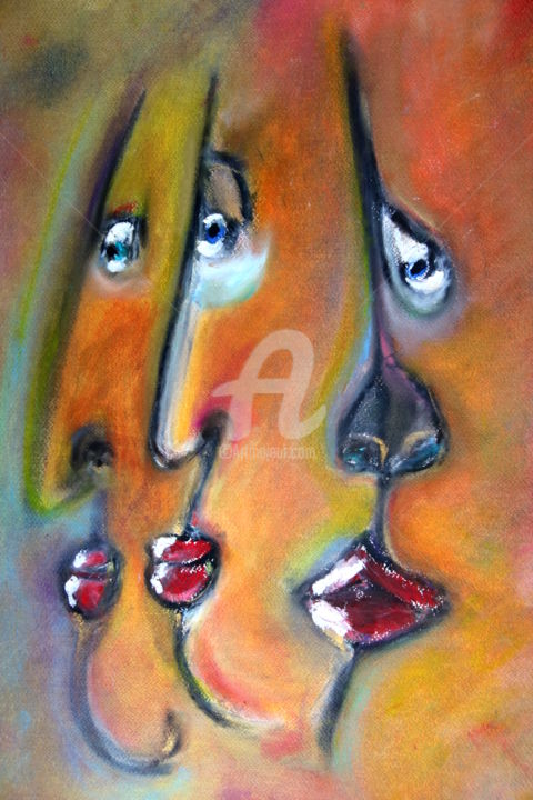 Painting titled "brothers" by Nicolas Guillemard, Original Artwork, Pastel