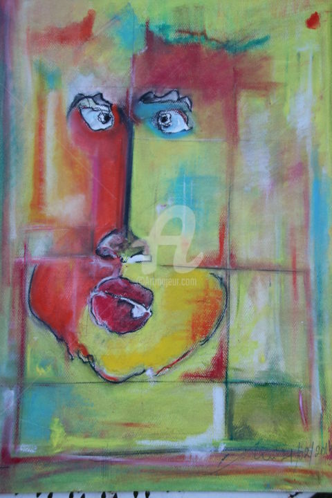 Painting titled "Il" by Nicolas Guillemard, Original Artwork, Pastel