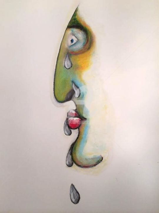 Peinture intitulée "teardrops" par Nicolas Guillemard, Œuvre d'art originale, Pastel