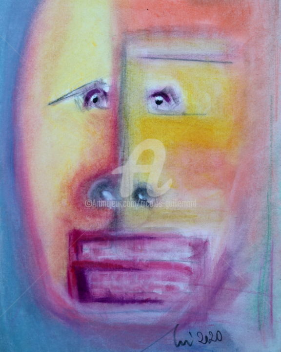 Dessin intitulée "DOUTE" par Nicolas Guillemard, Œuvre d'art originale, Pastel Monté sur Autre panneau rigide