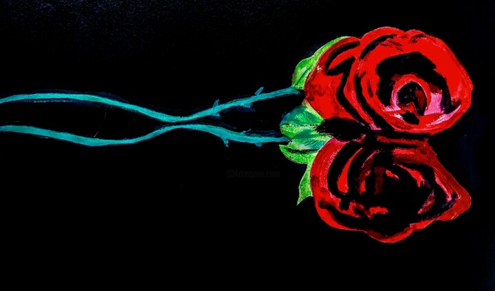 Painting titled "La rose.jpg" by Nicolas Hutte, Original Artwork, Acrylic