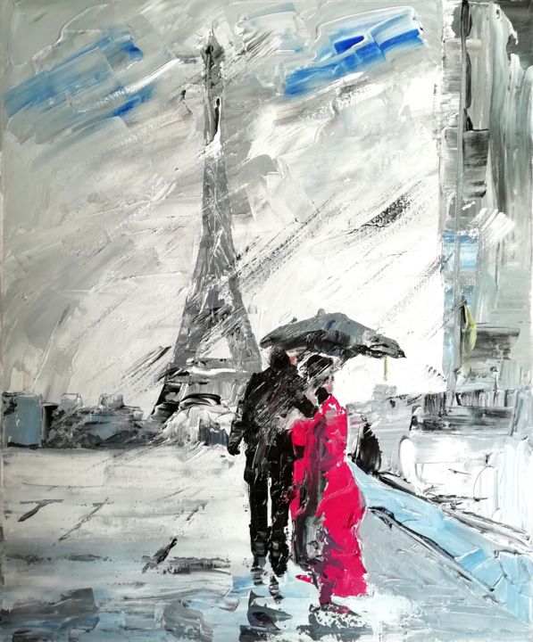 Peinture intitulée "Les amoureux sous l…" par Nicolas Maillet, Œuvre d'art originale, Acrylique