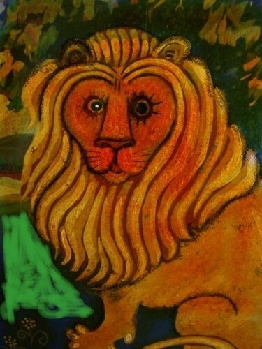 Collages intitulée "LE LION ." par Nicolas Malaize (Nicou), Œuvre d'art originale