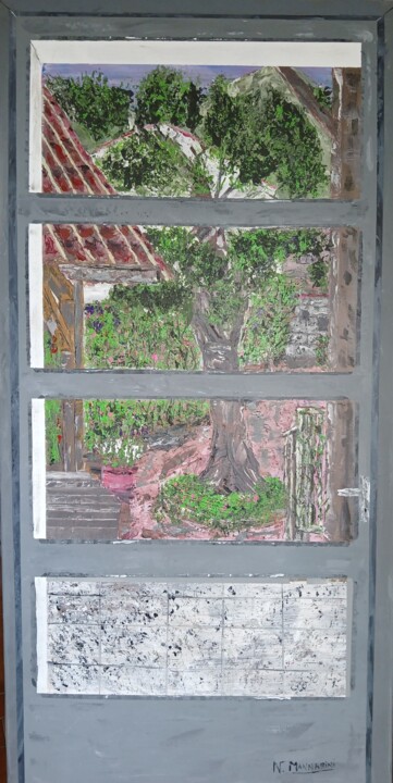 Painting titled ""Corse Vue sur un o…" by Nicolas Mannarini, Original Artwork, Acrylic Mounted on Wood Stretcher frame