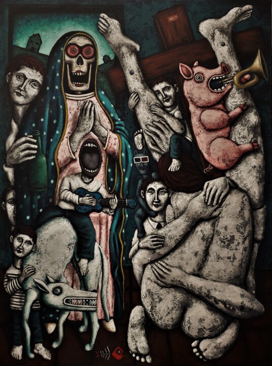 "Caté after schisme" başlıklı Tablo Nicolas Monjo tarafından, Orijinal sanat, Akrilik
