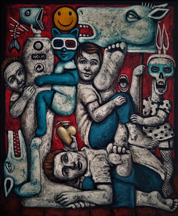 Painting titled "SITUATION BANCALE S…" by Nicolas Monjo, Original Artwork, Acrylic Mounted on Wood Stretcher frame