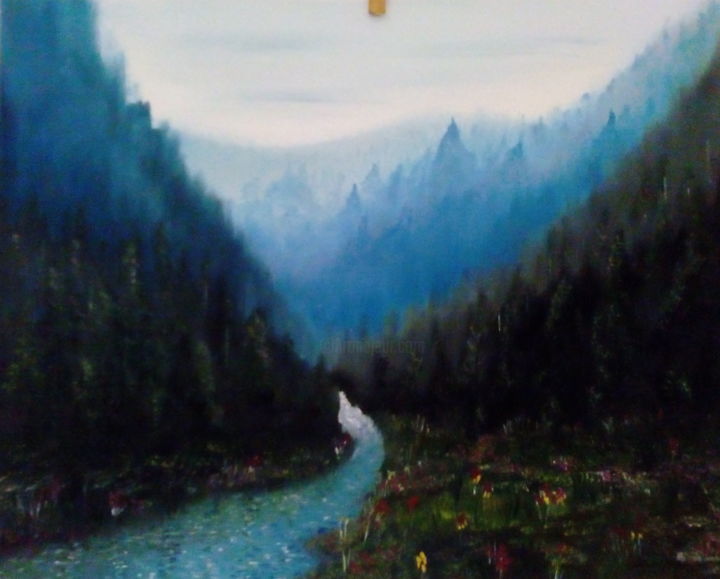 Peinture intitulée "Ruisseau de montagne" par Nicolas Parchanowicz, Œuvre d'art originale, Huile