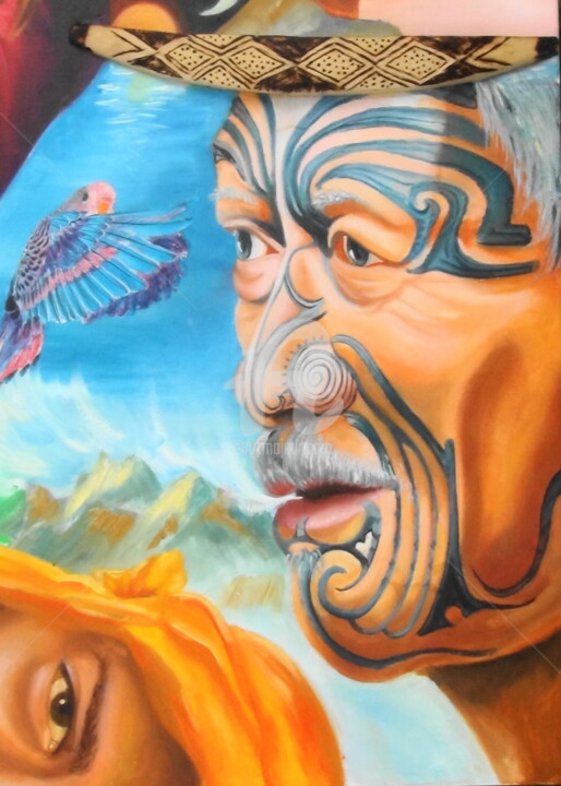 Painting titled "Maori" by Nicolas Péché, Original Artwork, Oil