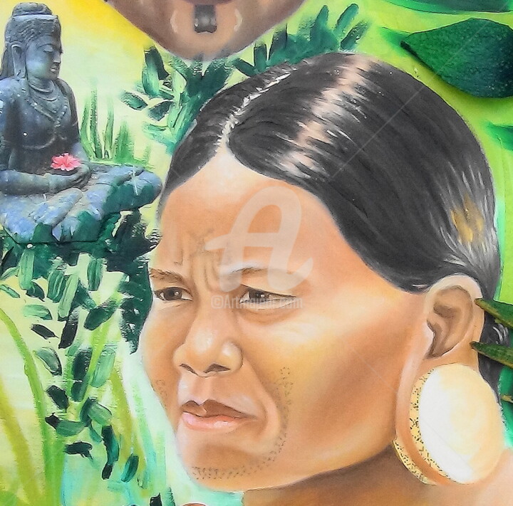 Painting titled "Femme Khmer" by Nicolas Péché, Original Artwork, Other