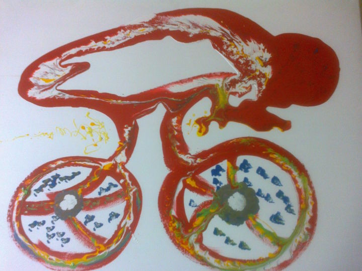 Peinture intitulée "The Biker" par Hugo, Œuvre d'art originale, Acrylique