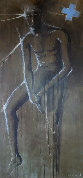 Malerei mit dem Titel "L'homme I" von Nicolas Sorel, Original-Kunstwerk, Acryl