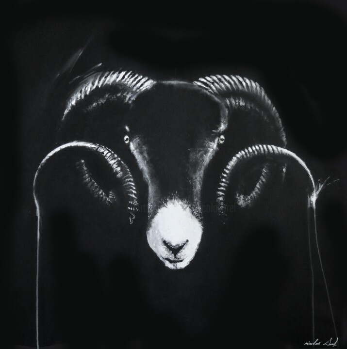 Peinture intitulée "The goat" par Nicolas Sorel, Œuvre d'art originale, Acrylique