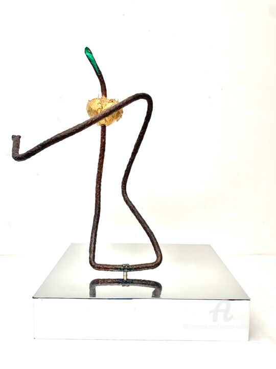 Sculpture intitulée "Un coeur en or" par Nicolas Volle, Œuvre d'art originale, Métaux