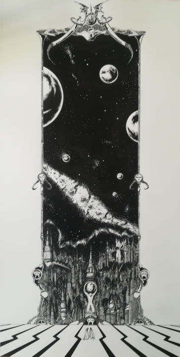 Dessin intitulée "stargate" par Nicolas Sorel, Œuvre d'art originale, Encre