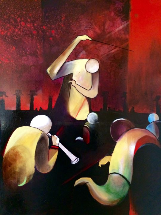 Pintura titulada "Le chef d'Orchestre" por Nicolas Périgois, Obra de arte original, Acrílico