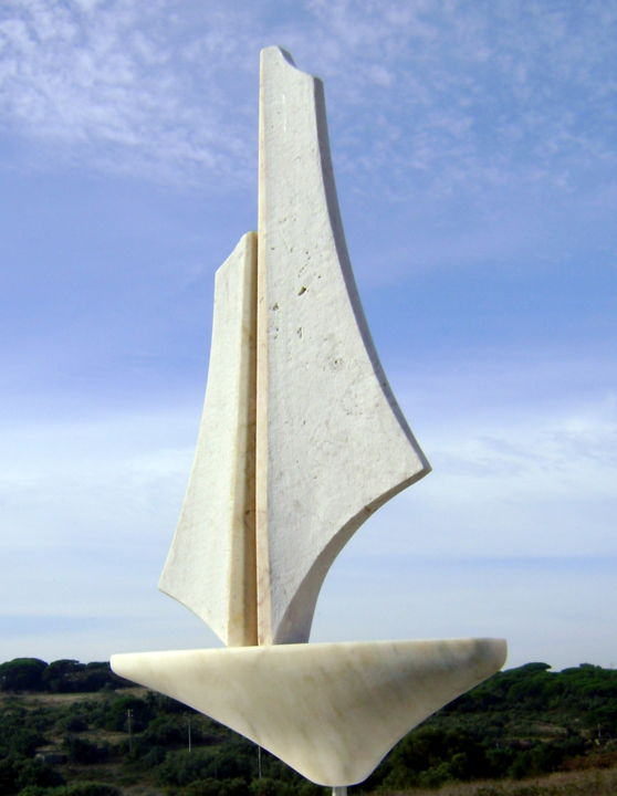 「Barco I」というタイトルの彫刻 Nicolau Camposによって, オリジナルのアートワーク, ストーン