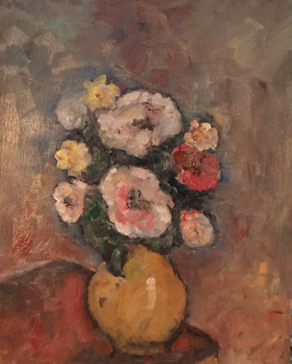 Painting titled "fleurs-5.jpg" by Françoise Vivier Nicolaÿ, Original Artwork, Oil