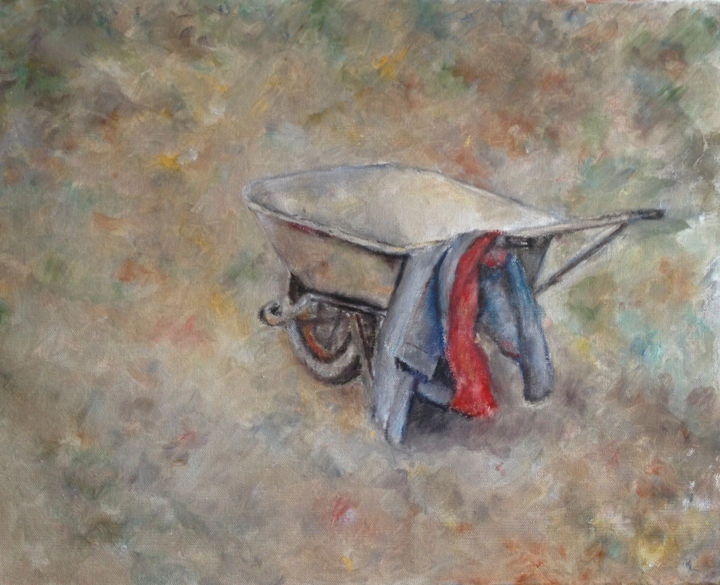 Painting titled "La brouette" by Françoise Vivier Nicolaÿ, Original Artwork, Oil
