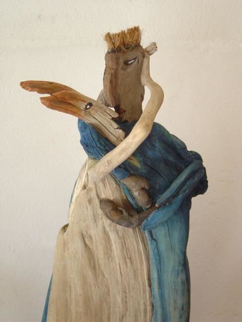 Sculpture intitulée "couple bleu" par Nicole Agoutin, Œuvre d'art originale